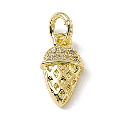Real 18K Gold Plated Brass Micro Pave Clear Cubic Zirconia Ice Cream Charms, with Open Jump Rings, Real 18K Gold Plated, 11x6x2.5mm, Jump Ring: 4.5x0.7mm, Inner Diameter: 3mm 