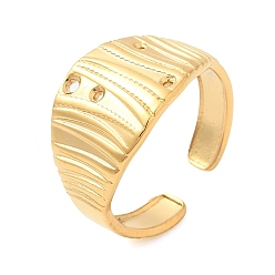 Chapado en Oro Real 18K 304 anillos de puño abiertos huecos de acero inoxidable para mujer, real 18 k chapado en oro, tamaño de EE. UU. 7 1/4 (17.5 mm)