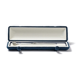 Marina Azul Cajas de collar de terciopelo rectángulo, Estuche de regalo para collar y colgante de joyería con botón a presión de hierro, azul marino, 23.4x6.1x3.35 cm
