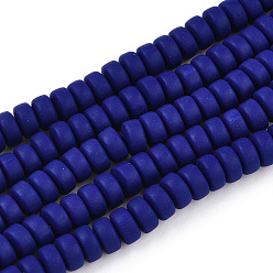 Azul Oscuro Hechos a mano de los granos de la arcilla del polímero hebras, para suministros de manualidades de joyería diy, plano y redondo, azul oscuro, 6~7x3 mm, agujero: 1.5 mm, sobre 113~116 unidades / cadena, 15.55 pulgada ~ 16.14 pulgada (39.5~41 cm).