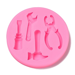Random Single Color or Random Mixed Color Food Grade Silicone Molds, Fondant Molds, Baking Molds, Chocolate, Candy, Biscuits, UV Resin & Epoxy Resin Jewelry Making, Screwdriver & Spanner & Hammer & Pliers, Random Single Color or Random Mixed Color, 83x10mm, Inner Diameter: 43~51x11~28mm