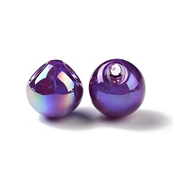 Темно-Фиолетовый Непрозрачные акриловые бусины, ab color platedm верхние просверленные бусины, круглые, темно-фиолетовый, 20x20x19~19.5 мм, отверстие : 5 мм