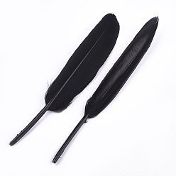 Black Goose Feather Costume Accessories, Dyed, Black, 105~157x16~22mm, about 500pcs/bag