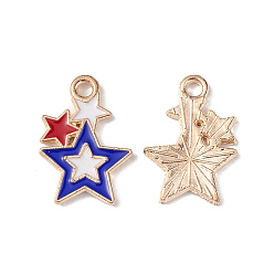 Colorful Alloy Enamel Pendants, Light Gold, Star Charm, Colorful, 17.5x12x1.5mm, Hole: 2mm