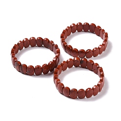 Piedra Roja Pulsera elástica con cuentas ovaladas de jaspe rojo natural, joyas de piedras preciosas para mujeres, diámetro interior: 2-1/8 pulgada (5.4~5.5 cm)