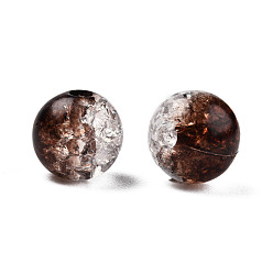 Coconut Brown Transparent Crackle Acrylic Beads, Round, Coconut Brown, 8x7.5mm, Hole: 1.8mm, about 1700pc/500g