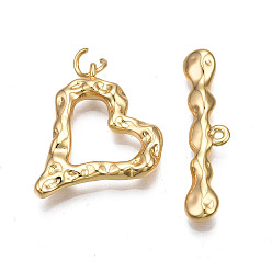 Real 18K Gold Plated Brass Toggle Clasps, Cadmium Free & Nickel Free & Lead Free, Heart, Real 18K Gold Plated, 29~33mm long, Bar: 7.5x30x3.5mm, hole: 1.2mm, Jump Ring: 5x1mm, Inner Diameter: 3mm, Ring: 22x21.5x3.5mm, Hole: 1.2mm