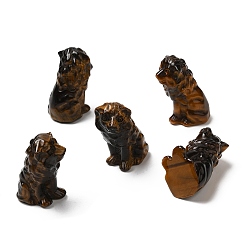 Œil De Tigre Décorations d'affichage de sculpture en oeil de tigre naturel, pour bureau à domicile, lion, 33.5~35x19~20.5x21~23mm