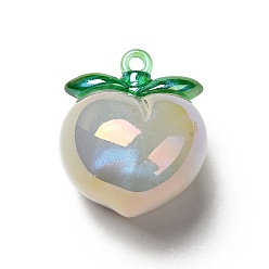 Beige UV Plating Opaque Acrylic Pendants, AB Color Plated, Peach, Beige, 33x28x25.5mm, Hole: 2.5mm
