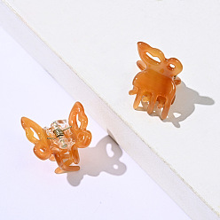 Темно-Оранжевый Ацетат целлюлозы (смола) бабочка зажим для волос коготь, маленькая заколка для волос в виде панциря черепахи для девочек и женщин, темно-оранжевый, 20x23 мм