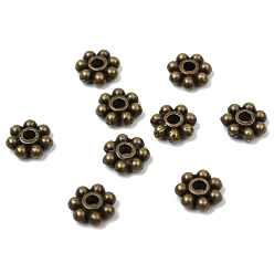 Antique Bronze Tibetan Style Alloy Beads Daisy Spacer Beads, Cadmium Free & Lead Free, Granulated Beads, Antique Bronze, 6x2mm, Hole: 1.5mm, about 4000pcs/1000g