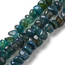 Teal Natural Agate Beads Strands, Dyed, Nuggets, Teal, 7.5~10x11.5~13x10.5~13mm, Hole: 1.2mm, about 44pcs/strand, 14.17~14.41 inch(36~36.6cm)
