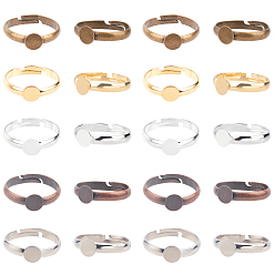 Mixed Color Brass Pad Ring Bases, Lead Free, Cadmium Free and Nickel Free, Adjustable, Tray: 6mm, 17mm, Mixed Color, Tray: 6mm, 17mm, 50pcs/box