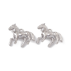 Real Platinum Plated Brass Pendants, Horse Charms, Real Platinum Plated, 16x19x5mm, Hole: 1.5mm
