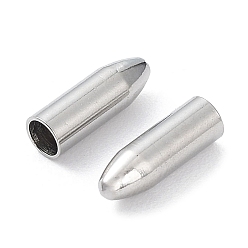 Stainless Steel Color 304 Stainless Steel Cord Ends, Bullet, Stainless Steel Color, 7.5x2.5mm, Hole: 2mm