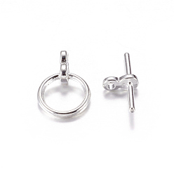 Silver Tibetan Style Toggle Clasps, Lead Free & Cadmium Free & Nickel Free, Ring, Silver Color Plated, Ring: 17x12x4mm, Bar: 8x19x4mm, Hole: 2mm