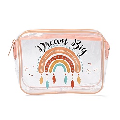 Colorful Bohemian Rainbow Pattern Transparent PVC Cosmetic Pouches, Waterproof Clutch Bag, Toilet Bag for Women, Colorful, 20x15.5x6cm