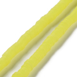 Желтый Полимерной глины ручной работы бисер нитей, для поделок ювелирных изделий, диск, желтые, 6x1 мм, отверстие : 2 мм, около 338 шт / нитка, 15.28 дюйм (38.8 см)