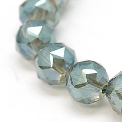 Light Blue Electroplate Glass Beads Strands, Full Rainbow Plated, Faceted, Round, Light Blue, 10mm, Hole: 1mm