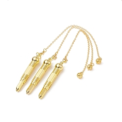 Oro Colgantes de péndulo de radiestesia de bala de latón, con cadena tipo cable y cierres de pinza de langosta, dorado, 257 mm, agujero: 2.3 mm