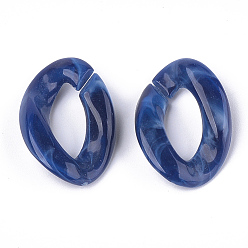 Dark Blue Acrylic Linking Rings, Quick Link Connectors, For Curb Chains Making, Imitation Gemstone Style, Twist, Dark Blue, 29x21x6.5mm, Hole: 17x8mm, about 315pcs/500g