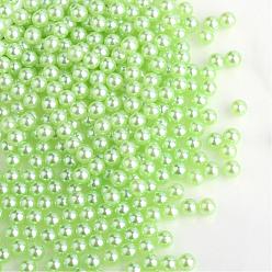 Jaune Vert Perles acryliques en nacre d'imitation , sans trou, ronde, jaune vert, 3 mm, sur 10000 PCs / sac