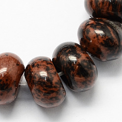 Кокосово-Коричневый Натурального красного дерева обсидиана бисер нитей, в форме ронделя, кокосового коричневый, 6x4 мм, отверстие : 1 мм, около 99 шт / нитка, 15.7 дюйм