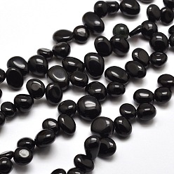 Obsidian Natural Obsidian Nuggets Bead Strands, 8~22x7~16x4~8mm, Hole: 1mm, about 16 inch