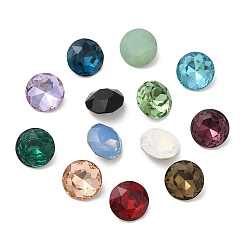 Mixed Color Pointed Back & Back Plated Glass Rhinestone Cabochons, Faceted, Diamond, Mixed Color, 10x5mm