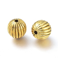 Oro Antiguo Cuentas de plástico ccb, rondo, perlas corrugados, oro antiguo, 12 mm, agujero: 2 mm