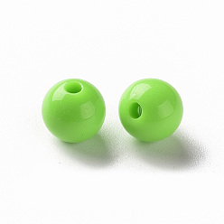 Lawn Green Opaque Acrylic Beads, Round, Lawn Green, 8x7mm, Hole: 2mm, about 111pcs/500g