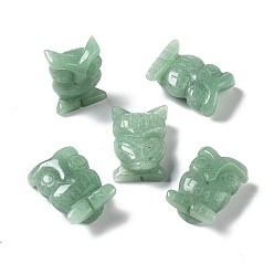 Aventurina Verde Figuras curativas de aventurina verde natural., decoraciones de exhibición de piedra de energía reiki, para el hogar adorno de feng shui, búho, 19~19.5x10.5~11x26~26.5 mm