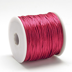 Cerise Fil de nylon, corde de satin de rattail, cerise, environ 1 mm, environ 76.55 yards (70m)/rouleau