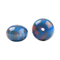 Dodger Blue Resin Beads, Imitation Gemstone, Flat Round, Dodger Blue, 16x11mm, Hole: 2.1~2.3mm