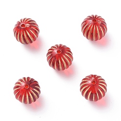 Red Plating Acrylic Beads, Metal Enlaced, Round, Red, 12mm, Hole: 1.5mm, about 490pcs/500g