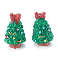 Green Resin Pendants, for Christmas'Day, Christmas Tree, Green, 37x23x22.5mm, Hole: 1mm