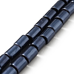 Полуночно-синий Гальванические оболочки жемчужные бусы пряди, полированный, колонка, темно-синий, 9.5~11.5x8 мм, отверстие : 0.8 мм, около 35 шт / нитка, 15.55 дюйм (39.5 см)
