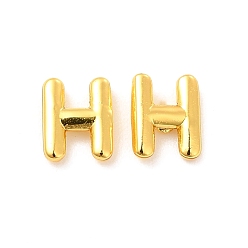 Letter H Brass Hollow Out Initial Letter Stud Earrings for Women, Real 18K Gold Plated, Lead Free & Cadmium Free, Letter.H, 7x5.5x1.5mm, Pin: 0.8mm
