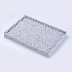 Gray Wood Ring Displays, with Ice Plush, Rectangle, Gray, 35.2x24.2x3cm