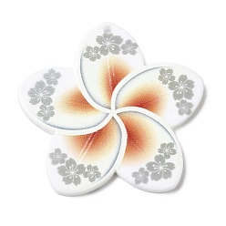 Blanc Pendentifs acryliques opaques, fleur, blanc, 38x39x2.5mm, Trou: 1.6mm