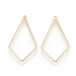 Real 18K Gold Plated Brass Pendants, Quadrangle, Nickel Free, Real 18K Gold Plated, 28.5x15.5x1mm, Hole: 0.5mm