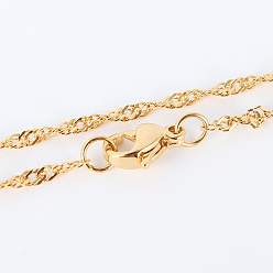 Golden 304 Stainless Steel Chain Necklaces, with Lobster Claw Clasps, Faceted, Golden, 17.9 inch(45.4cm), 2mm