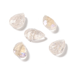 Durazno Jugoso Cabujones de diamantes de imitación de cristal estilo claro de luna crepitante, señaló hacia atrás, lágrima, Durazno jugoso, 10x7x4~4.5 mm