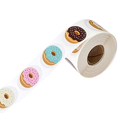 Donut Waterproof PVC Plastic Sticker Labels, Self-adhesive, for Card-Making, Scrapbooking, Diary, Planner, Cup, Mobile Phone Shell, Notebooks, Donut Pattern, Sticker: 2.5cm, about 500pcs/roll