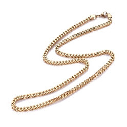 Oro Collares de cadena de eslabones cubanos con corte de diamante de acero inoxidable 304 para hombre, con cierre de langosta, dorado, 23.6 pulgada (60 cm)