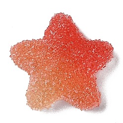 Tomato Resin Decoden Cabochons, Imitation Candy, Two Tone, Gradient Color, Star, Tomato, 17x18x6mm