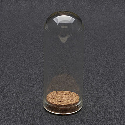 Clear Glass Dome Cloche Cover, Bell Jar, with Cork Base, For Doll House Container, Dried Flower Display Decoration, Clear, 71.5x28mm