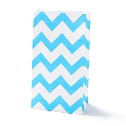 Light Sky Blue Rectangle Kraft Paper Bags, None Handles, Gift Bags, Wave Pattern, Light Sky Blue, 13x8x24cm