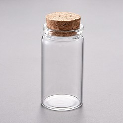 Clair Perle de verre conteneurs, avec bouchon en liège, souhaitant bouteille, clair, 3.7x7.15 cm, capacité: 50 ml (1.69 fl. oz)