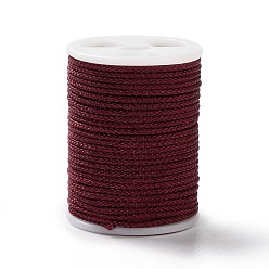 Dark Red Braided Nylon Threads, Mambo Thread, with Spool, for Jewelry Making, Round, Dark Red, 1mm, about 6 yards/roll